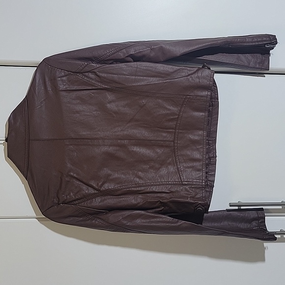 Ambiance Women's Brown Faux Leather Jacket Size Large - Picture 6 of 10